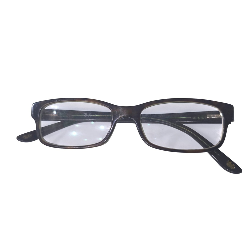 Ray-Ban Rectangular Tortoise Shell Eyeglass Frame Gold Logo RB - Picture 3 of 7
